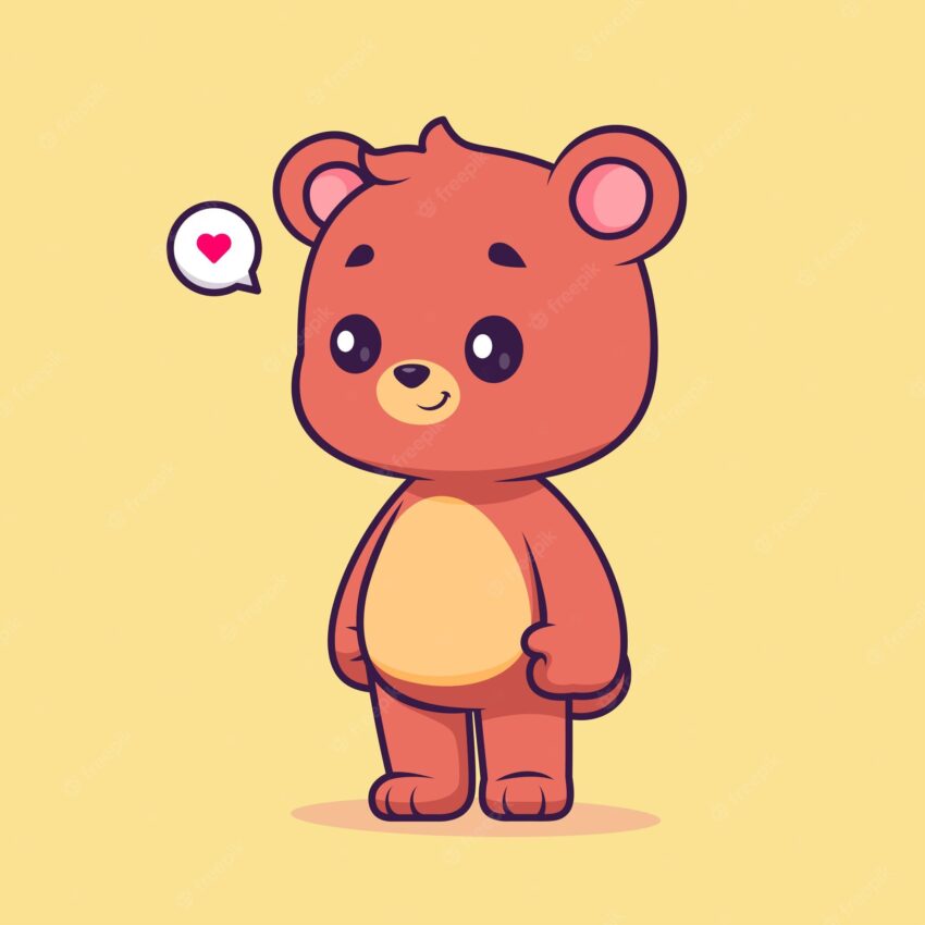 Cute bear standing cartoon vector icon illustration. animal nature icon concept isolated flat