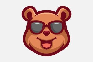 Cute bear with glasses mascot logo cartoon vector