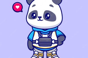 Cute cool panda wearing hoodie and sneaker cartoon vector icon illustration animal fashion icon