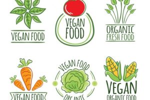 Cute hand drawn vegan restaurant logos
