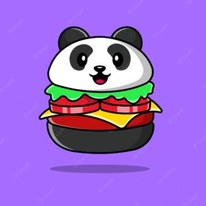 Cute monkey burger cartoon vector icons illustration