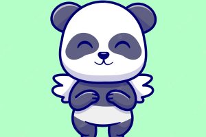 Cute panda angel flying cartoon vector icon illustration. animal nature icon concept isolated flat