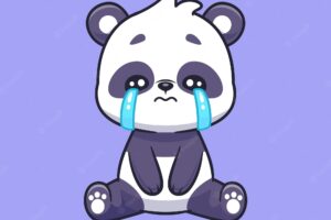 Cute panda crying cartoon vector icon illustration. animal nature icon concept isolated premium flat