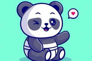 Cute panda sitting with diaper cartoon vector icon illustration. animal fashion icon isolated flat