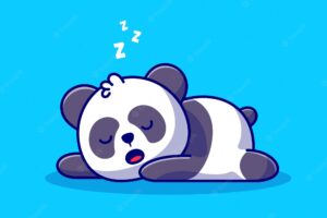 Cute panda sleeping cartoon   icon illustration. animal nature icon concept isolated  . flat cartoon style