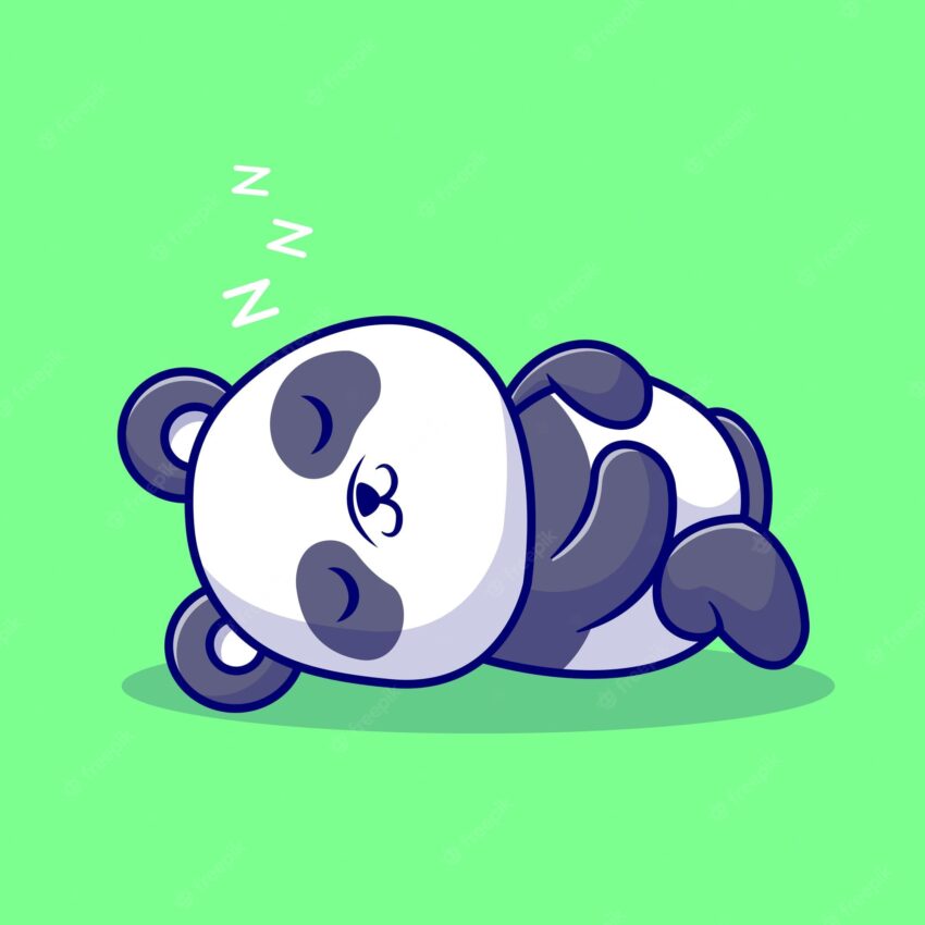 Cute panda sleeping cartoon vector icon illustration animal nature icon concept isolated premium
