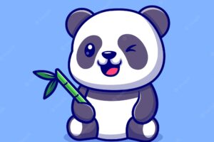 Cute panda with bamboo