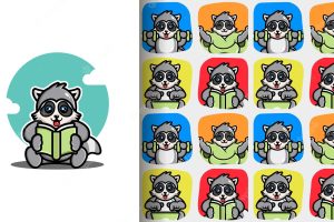 Cute raccoon seamless pattern