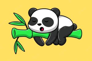 Cute sleeping bamboo cartoon vector icons illustration