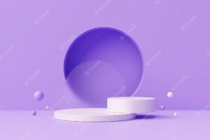 Cylinder purple stage background pedestal podium product display to show product purple background 3d rendering