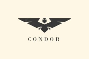 Dark condor logo on flat background