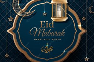 Dark moon and candle realistic eid mubarak