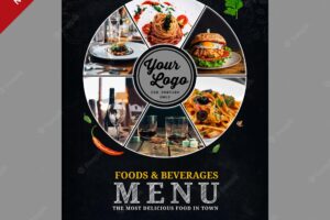 Dark vintage food and beverages menu  best for restaurant promotion premium psd template
