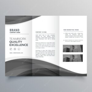 Dark wavy trifold business brochure template