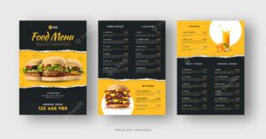 Delicious burger and restaurant food menu flyer