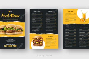 Delicious burger and restaurant food menu flyer