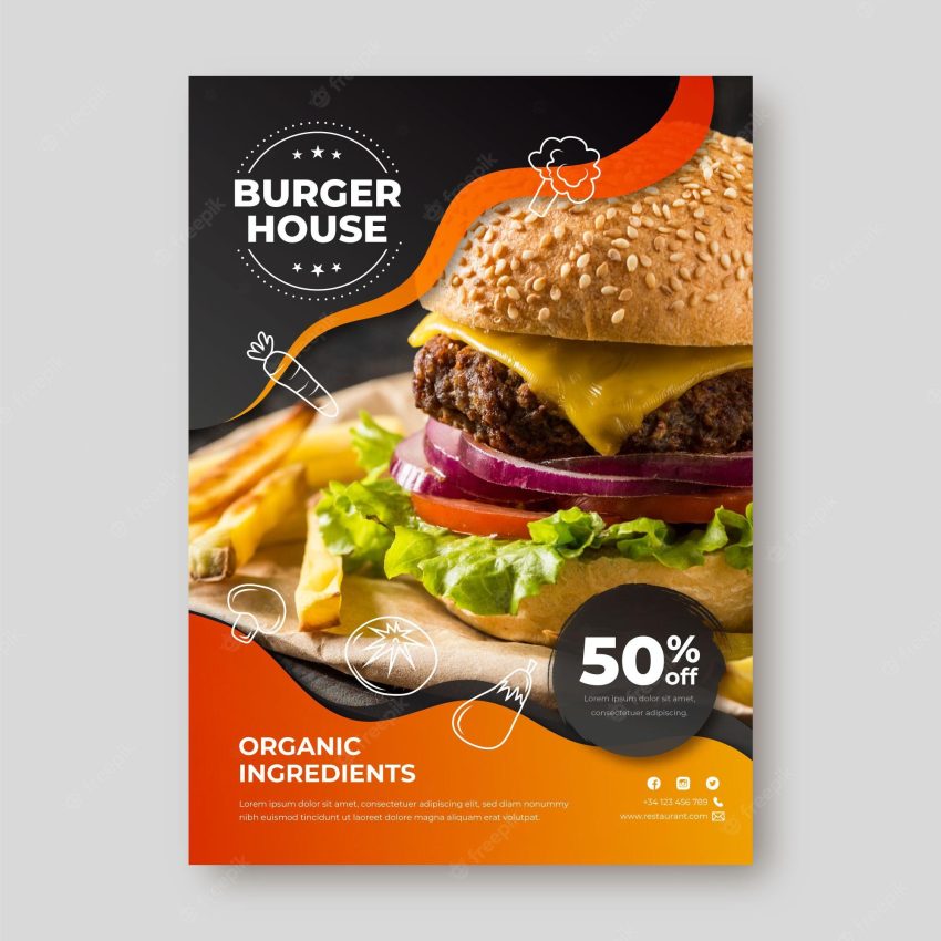 Delicious food restaurant flyer template