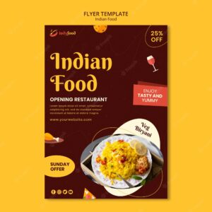 Delicious indian food flyer template