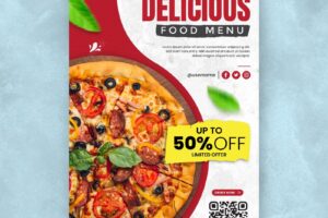 Delicious pizza food and restaurant menu media social story post template