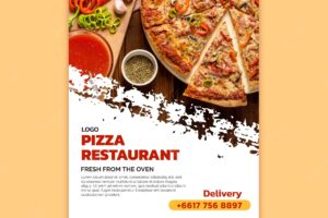 Delicious pizza restaurant poster template