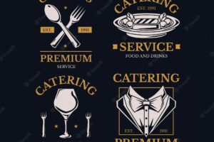 Detailed catering logo collection