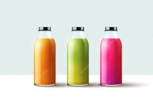 Different smoothies bottles collection