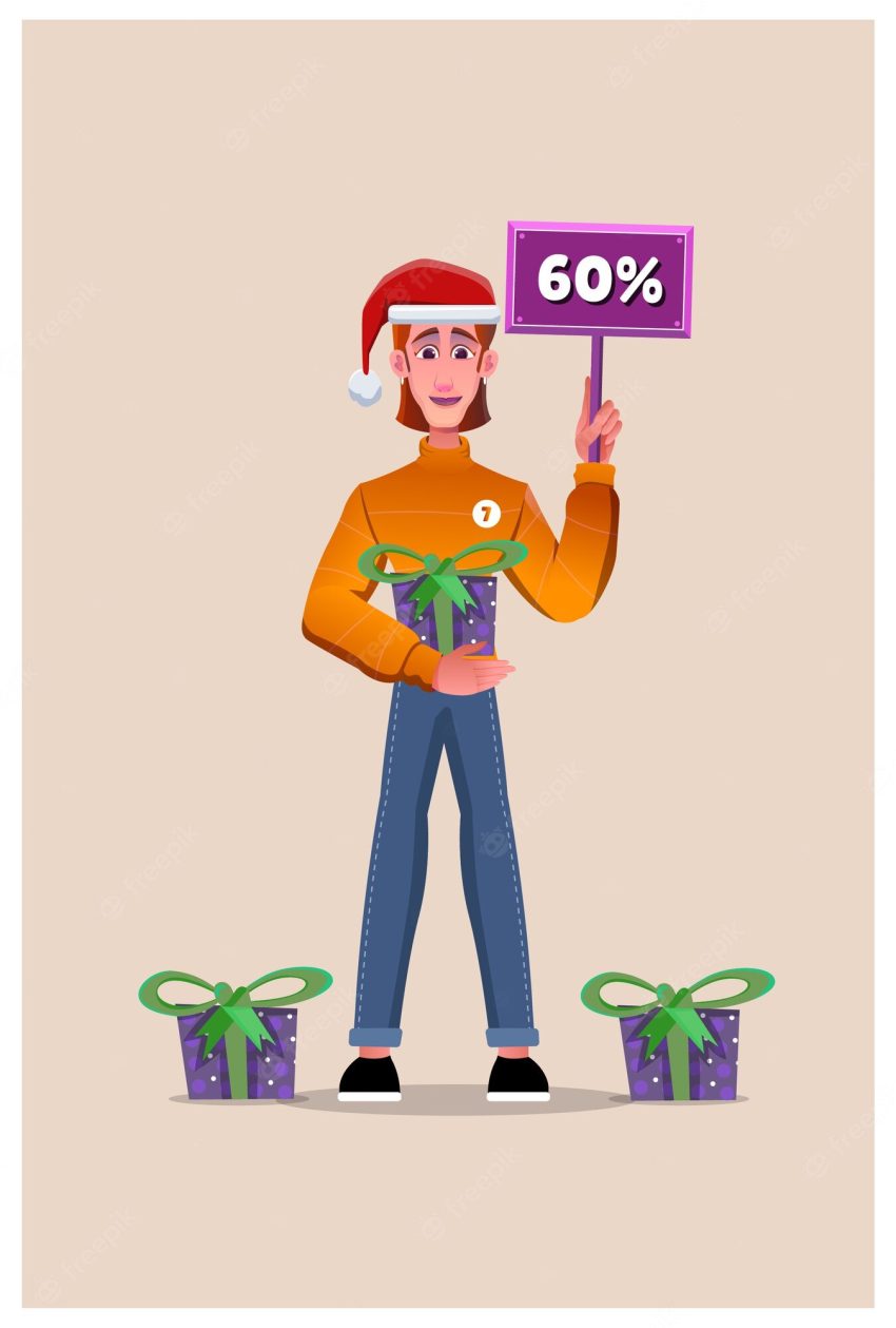 Discounts on christmas day with gifts. social media templates
