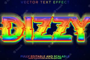 Dizzy vertigo text effect editable psychedelic and hippie font style