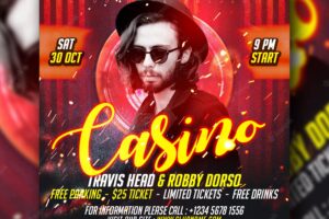 Dj club casino night party flyer and social media poster template