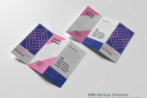 Double trifold brochure mockup design template