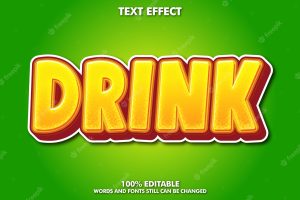 Drink text effect, fresh graphic style for drink product