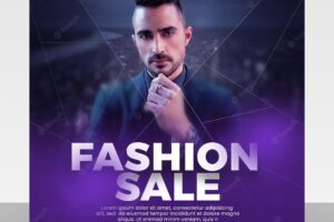 Dynamic fashion sale social media post feed template purple banner