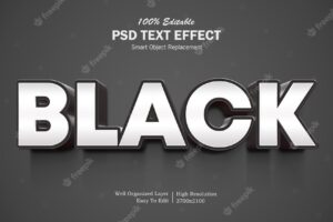 Editable black color 3d text effect