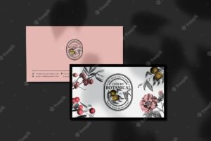 Editable business card psd in pink luxury and vintage style