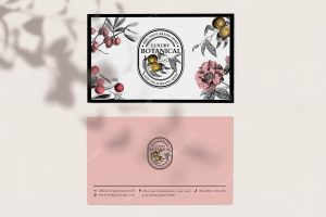 Editable business card template in pink luxury and vintage style