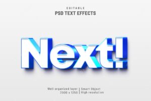 Next editable text effect black and blue color