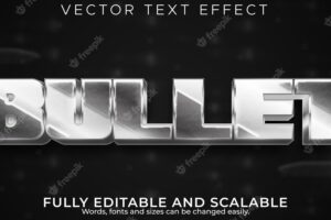 Editable text effect bullet, 3d soldier and metallic font style