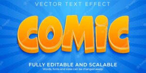Editable text effect, cartoon and comic text style