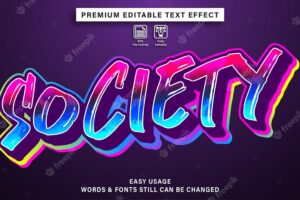 Editable text effect graffiti style society
