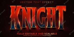 Editable text effect knight, 3d warrior and gaming font style