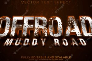 Editable text effect offroad 3d dirty and adventure font style