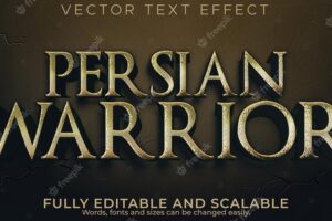 Editable text effect persian 3d warrior and historic font style