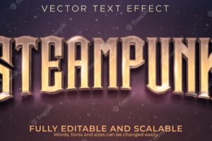 Editable text effect, steampunk vintage text style