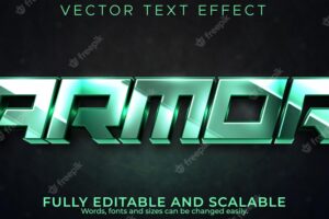 Editable text effect sword, 3d armor and metallic font style