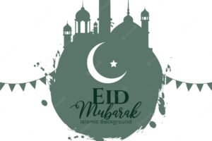 Eid mubarak cultural islamic festival mosque background design vector