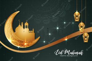 Eid mubarak festival artistic islamic mosque background design vector
