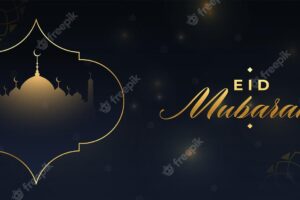 Eid mubarak festival black and golden banner design