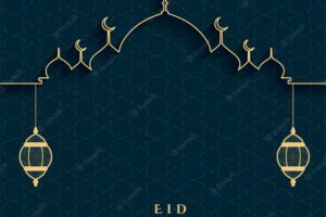 Eid mubarak festival card in golden and black colors