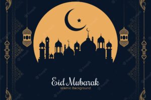 Eid mubarak festival islamic stylish frame mosque background vector