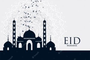 Eid mubarak festival mosque greeting background